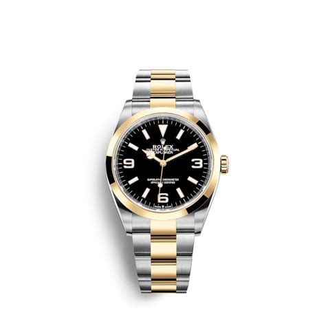 rolex 36mm 2/t explorer yellow gold and steel watch